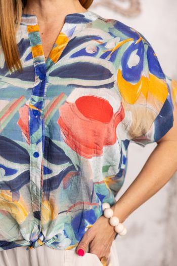 Színes , rövid ujjú ing - kék 