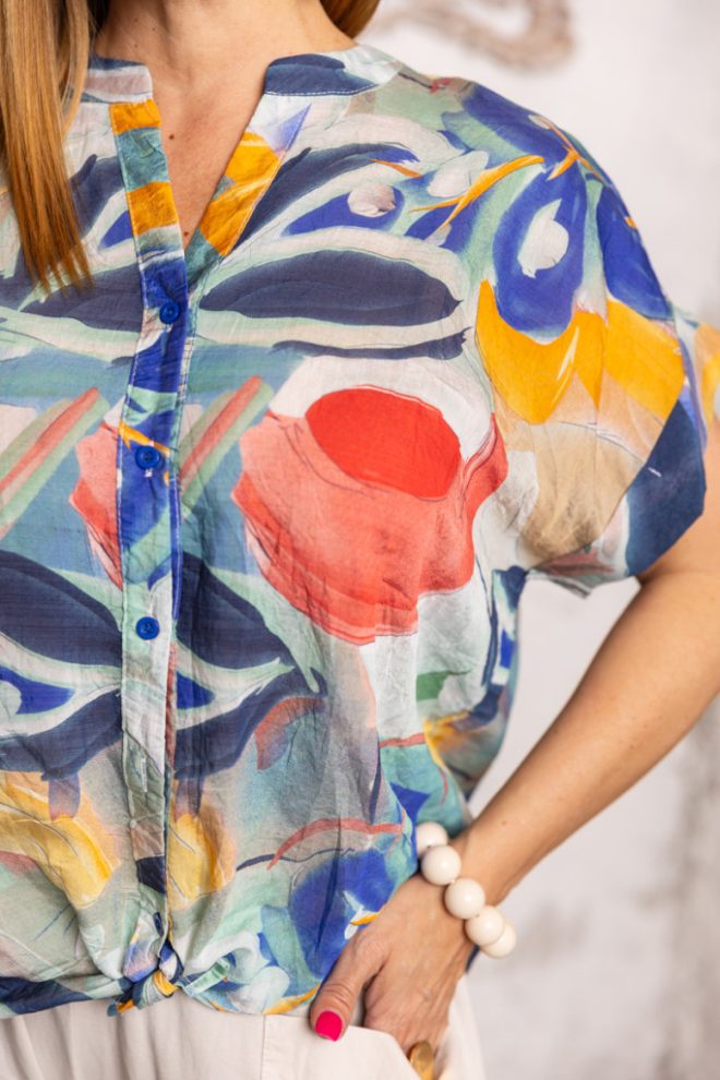 Színes , rövid ujjú ing - kék 