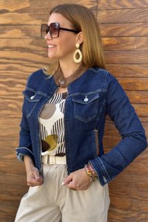 Barna szegélyes farmer kabát