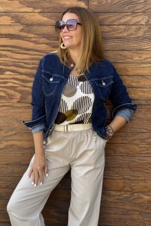 Barna szegélyes farmer kabát