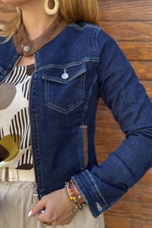 Barna szegélyes farmer kabát