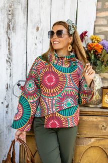 Mintázott extra kiskabát - bordó/zöld