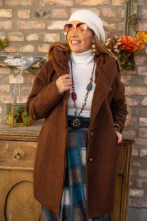 Kapucnis buklé kabát - csokoládé