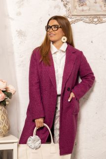 Stílusos buklé kabát - bíbor