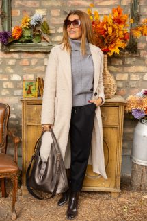 Hosszú buklé kabát - krém