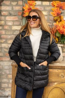 Passzés ujjú kabát - fekete