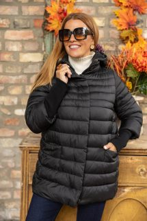 Passzés ujjú kabát - fekete