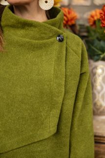 Átlapolt , buklé jellegű kiskabát - zöld