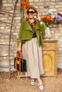 Átlapolt , buklé jellegű kiskabát - zöld