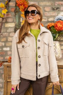 Rövid buklé kabát - nagy zsebbel