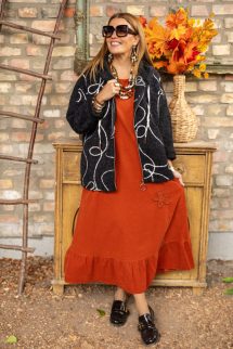 Mintázott buklé kabát - fekete 