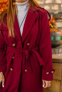 Díszgombos szövet kabát - bordó