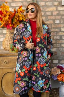 Mintás extra oversize kabát - színes virág