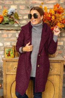Kapucnis buklé kabát - bordó 