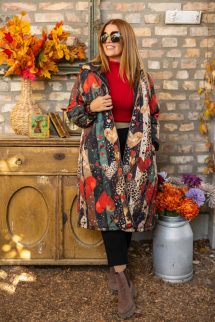 Mintás extra oversize kabát - szívecske minta