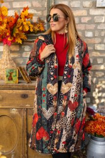 Mintás extra oversize kabát - szívecske minta