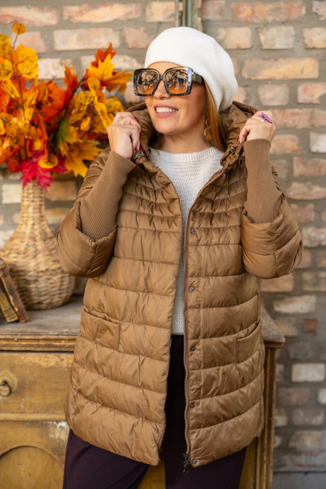 Passzés ujjú kabát - barna