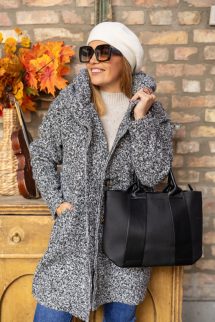 Kapucnis buklé kabát - szürke 