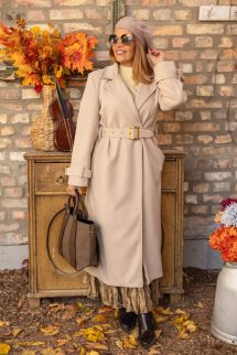 Maxi szövet kabát - bézs 