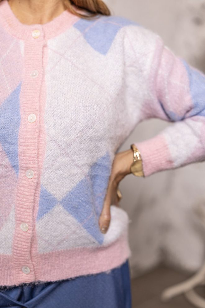 Káró mintás kardigán 