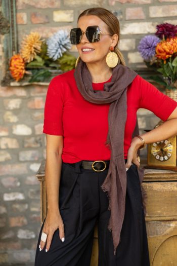 Egyszínű őszi kendő - csoki barna 