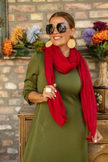 Egyszínű őszi kendő - bordó