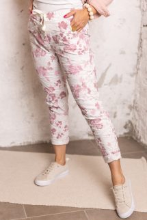 Apróvirágos gyűrt nadrág - fehér alap