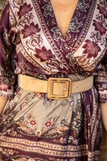 Négyzet velúros öv - bézs 