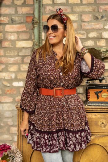 Négyzet velúros öv - tégla 