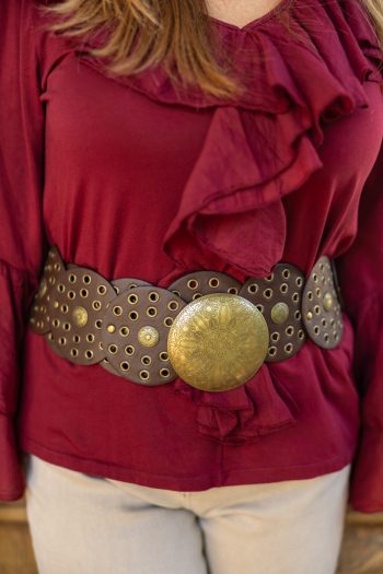 Széles vintage öv - sötétbarna 