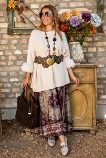 Széles vintage öv - sötétbarna 