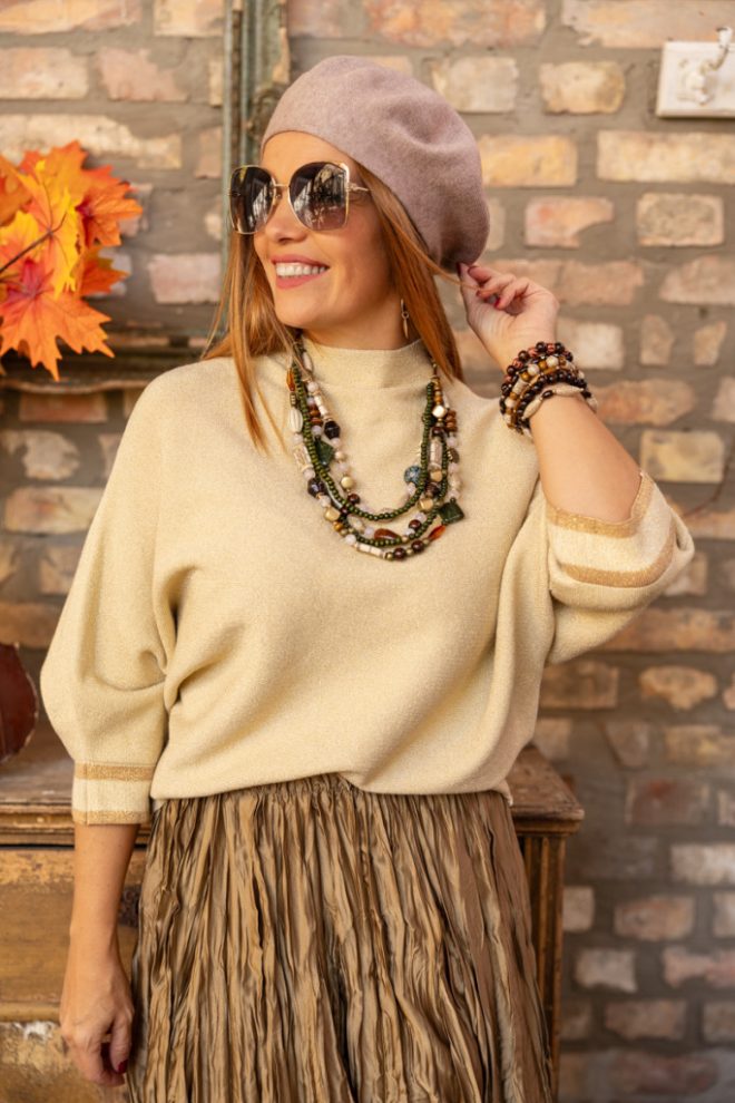 Arany pulóver - csíkkal 