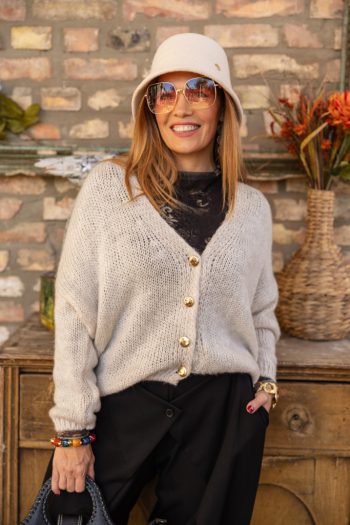 Oversize , kötött kardigán - bézs 