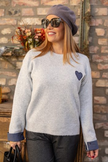 Szívecske pulóver - mandzsettával 