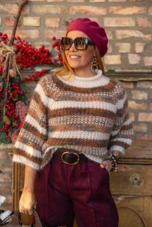 Színátmenetes , csíkos pulóver