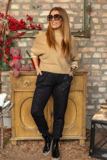 Bronz pulóver - csíkkal 