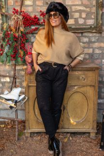 Bronz pulóver - csíkkal 