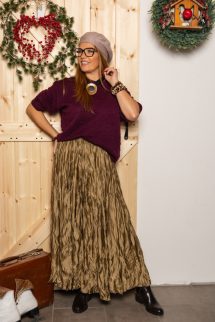 Bogyóka pulóver - rövid ujjrésszel - padlizsán 