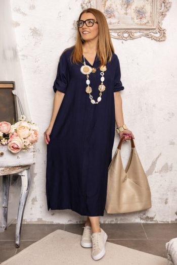 Kaftán jellegű maxi ruha - kék