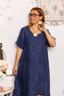 Batikolt hatású , A - vonalú ruha - kék 