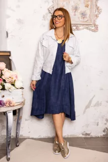 Batikolt hatású , A - vonalú ruha - kék 