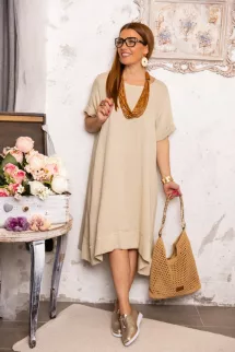 A - vonalú letisztult ruha - bézs 