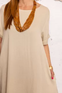A - vonalú letisztult ruha - bézs 
