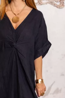 Csavart len ruha - kék 