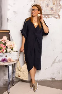 Csavart len ruha - kék 