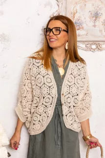 Derékkötős len ruha - khaki 