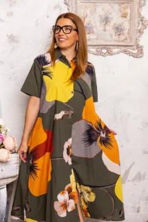 Nagyvirágos ingruha - khaki 