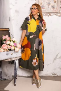 Nagyvirágos ingruha - khaki 