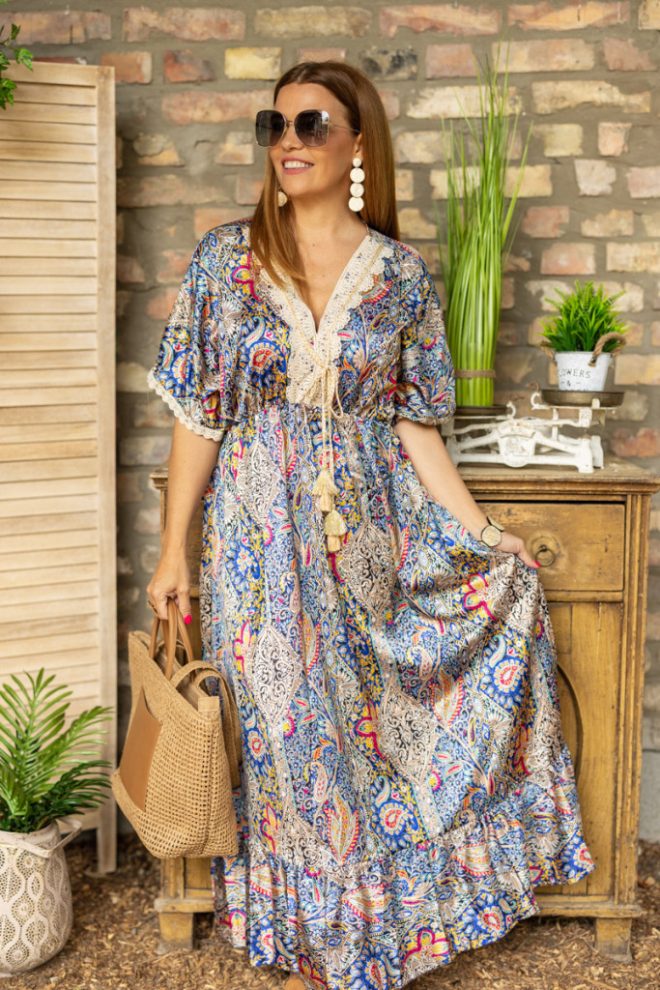 Csipkebetétes maxi india ruha