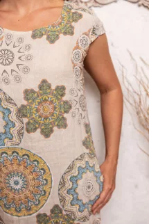 Mandala len ruha - bézs 